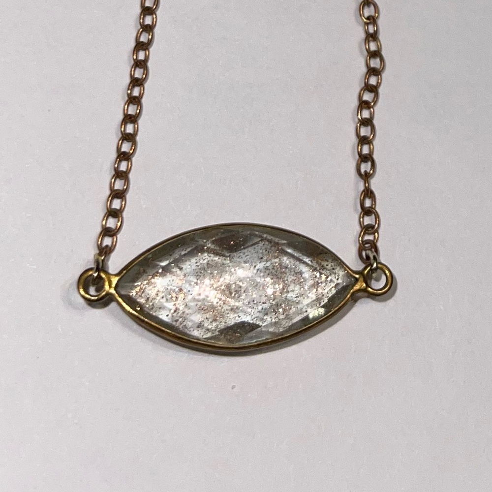 15” necklace with clear and glittered center